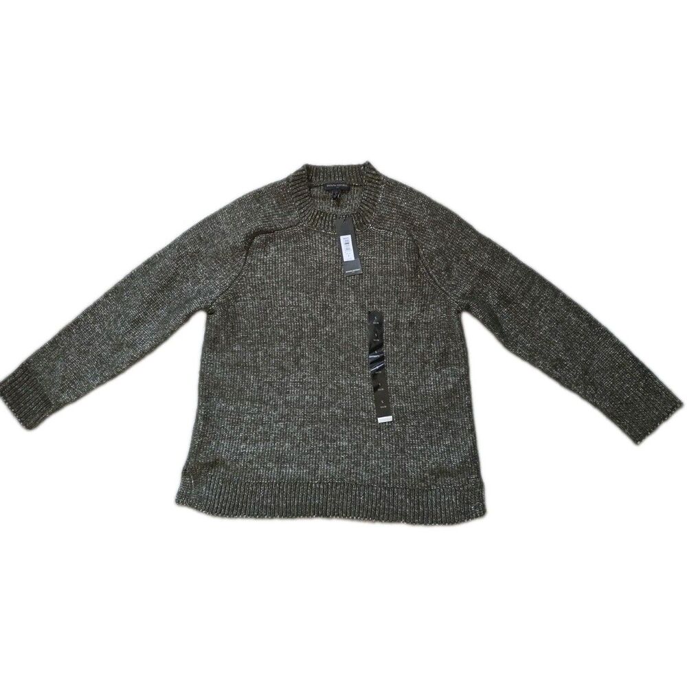 NWT Banana Republic Marled Green Crew Neck Sweater Petite Small Knit Pullover - Picture 1 of 9
